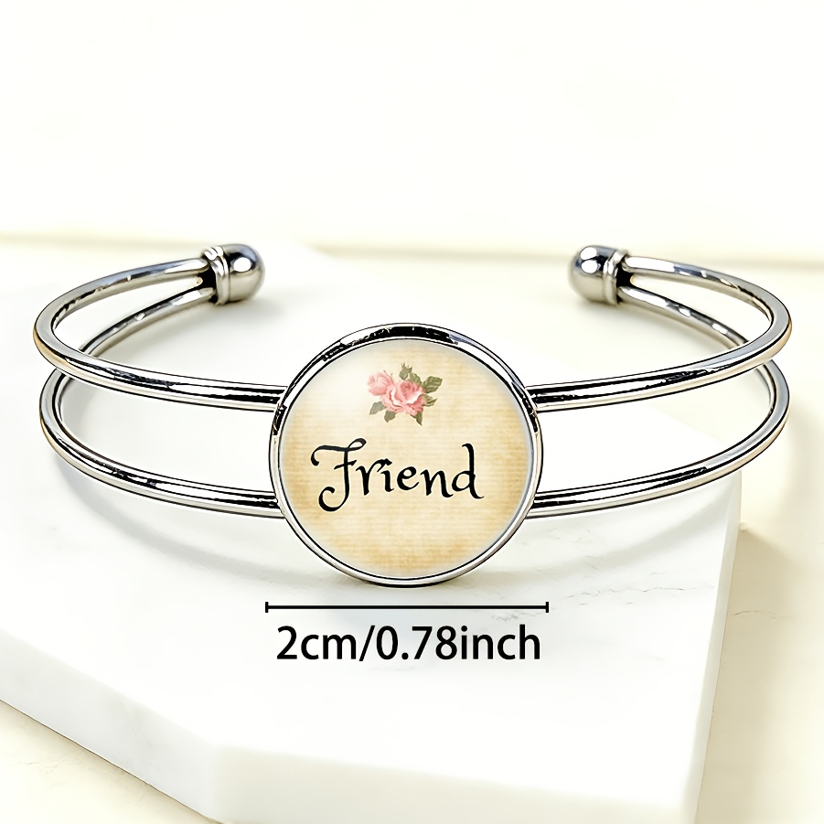 Women's Adjustable Open Bangle with Light Yellow Gemstone Inlay